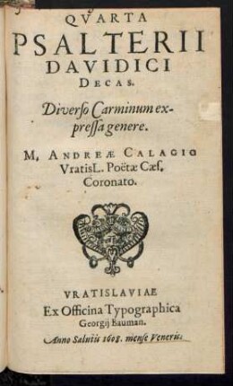 4: Quarta Psalterii Davidici Decas : Diverso Carminum expressa genere