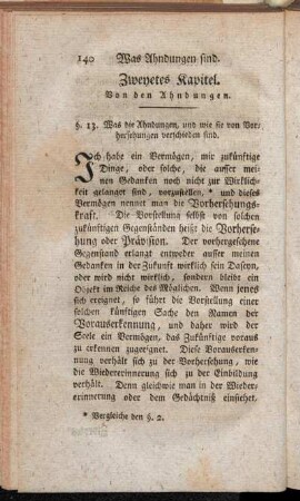 Zweyetes Kapitel. Von den Ahndungen.