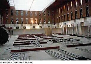 Baustelle Sächsische Landesbibliothek - Staats- und Universitätsbibliothek Dresden, Zentralbibliothek. Innenausbau, Zentraler Lesesaal : Dresden-Räcknitz, Zellescher Weg 18. Baustelle Sächsische Landesbibliothek - Staats- und Universitätsbibliothek Dresden, Zentralbibliothek. Innenausbau, Zentraler Lesesaal