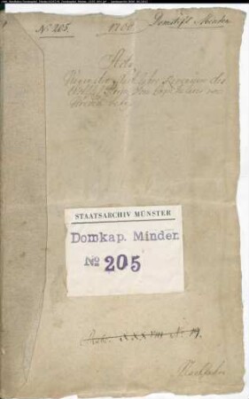 Nachlassenschaft und Nachjahr des Domkapitulars Friedrich Bernhard von Wrede zu Amecke