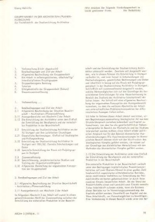 Gruppenarbeit in der Architekten- / Planer-Ausbildung