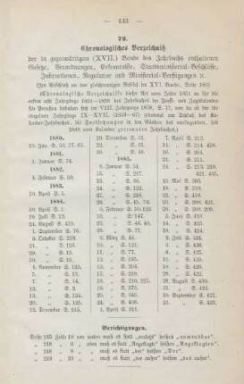 Chronologisches Verzeichniß der in gegenwärtigem (XVII.) Bande des Jahrbuchs enthaltenen Gesetze, ...