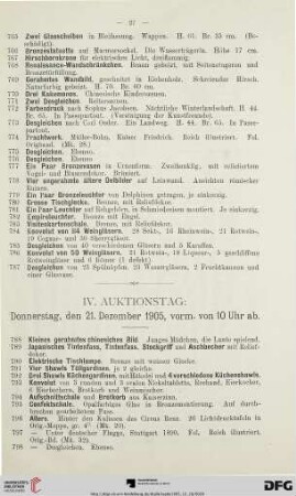 IV. Auktionstag: Donnerstag, den 21. Dezember 1905 (Nr. 788-1007)