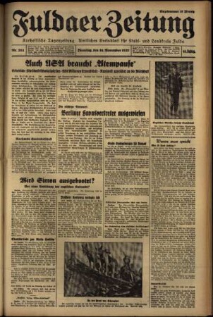Erste Ausgabe vom Dienstag, den 16. November 1937.
