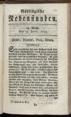 24. Woche. Den 13. Junii, 1778