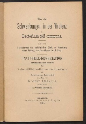 Über die Schwankungen in der Virulenz des Bacterium coli commune