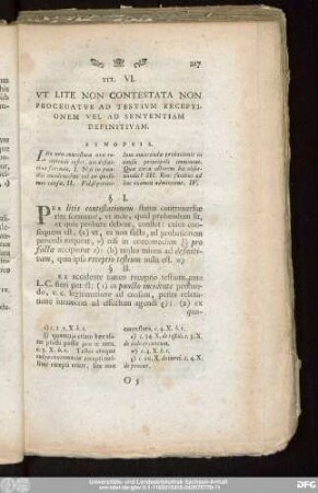 Tit. VI. Ut Lite Non Contestata Non Procedatur Ad Testium Receptionem Vel Ad Sententiam Definitivam.