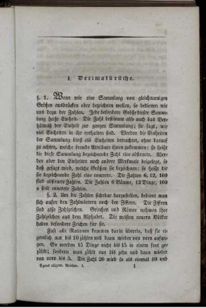 I. - III. Decimalbrüche. Buchstabenrechnung im Allgemeinen. Rechnung mit Potenzen.