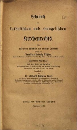 Lehrbuch des katholischen und evangelischen Kirchenrechts : mit besonderer Rücksicht auf deutsche Zustände. [2]