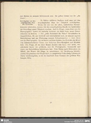 Zurückgehen auf den ursprünglichen Sinn des Lichtbildes