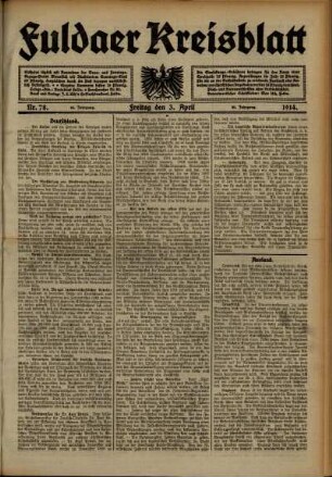 Ausgabe vom Freitag, den 03. April 1914.