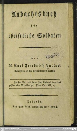 Andachtsbuch für christliche Soldaten