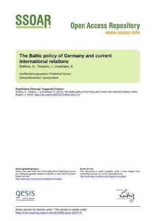 The Baltic policy of Germany and current international relations