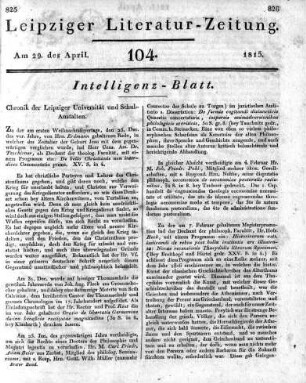 1815-04-29 : 104. Stück [Intelligenz-Blatt]
