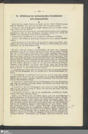30. Erklärungen der vorkommenden Fremdwörter und Fachausdrücke