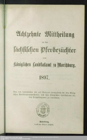 18.1897: Mittheilung an die sächsischen Pferdezüchter