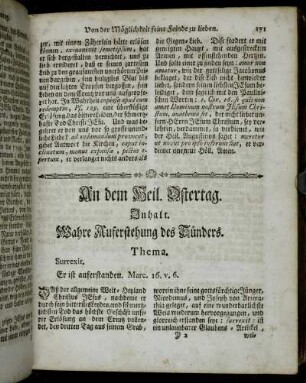 An dem Heil. Ostertag. Inhalt. Wahre Auferstehung des Sünders