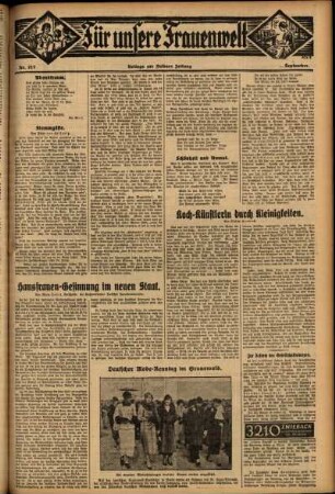 Zweite Ausgabe vom Donnerstag, den 21. September 1933.