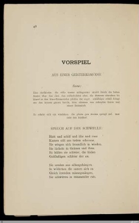 Vorspiel : aus einer Geisterkomödie / Georg Fuchs