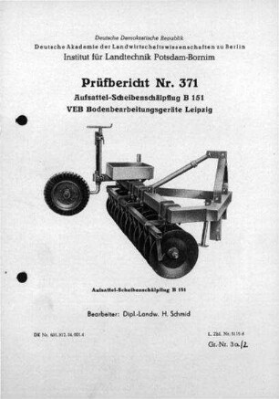 Aufsattel-Scheibenschälpflug B 151