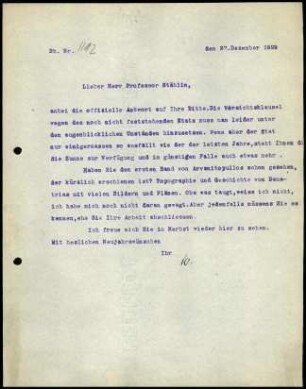 W. Wrede an F. Stählin