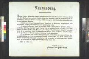 Maueranschlag: Bekanntmachung des Ministers des Innern Pillersdorf über die Bildung eines Komitees zur Leitung und Überwachung öffentlicher Arbeiten; Wien, 6. Mai 1848
