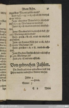Von gebrochen Zahlen.