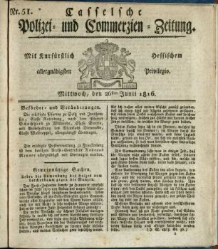 Nr. 51, Mittwoch, den 26sten Junii 1816