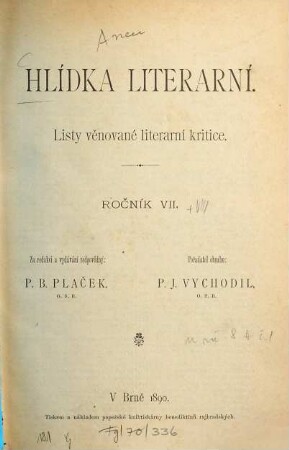 Hlídka literarní : listy věnované literarní kritice. 7. 1890