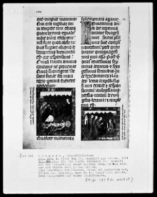 Regel des heiligen Benedikt — Zwei Darstellungen aus der Legende des heiligen Benedikt, Folio 16verso