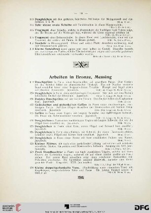 Arbeiten in Bronze, Messing (Nr. 119-149)