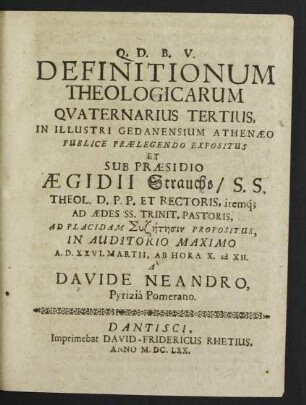 Definitionum Theologicarum Quaternarius Tertius