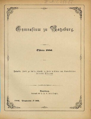 Jahresbericht : über das Schuljahr .... 1885/86