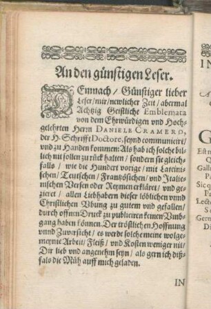 An den günstigen Leser.