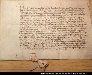 Elteko Boltzens in Deddeborg tauscht mit der Kommende Jemgum Grundbesitz bei Holtgaste = OUB II, Nr. 1591, S. 580 Anhängendes Siegel verloren