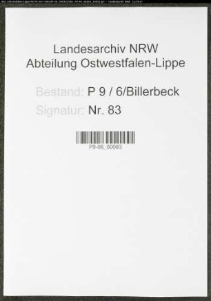 Sterberegister Standesamt Billerbeck