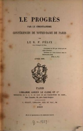 Le progrès par le christianisme : conférences de Notre-Dame de Paris, 3
