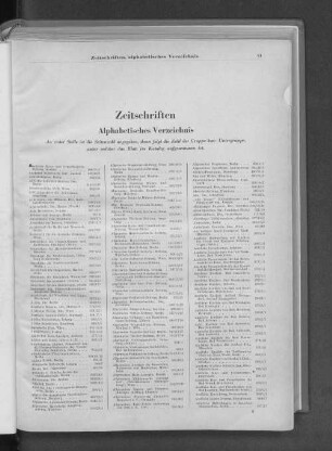 Alphabetisches Verzeichnis der Zeitschriften