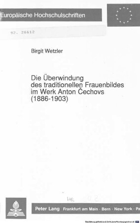Die Überwindung des traditionellen Frauenbildes im Werk Anton Čechovs (1886-1903)