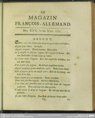 Nro. XXXX. le XX. Nov. 1777