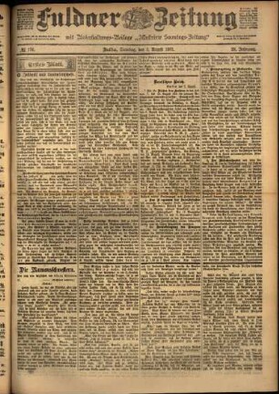 Erste Ausgabe vom Samstag, den 03. August 1901.