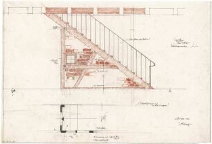 Gsaenger, Gustav; München - Obermenzing; Landhaus Dr. H. Dobner - Kellertreppenabschluss (Grundriss, Ansicht)