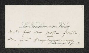 Brief von Leo von König an Margarete Hauptmann