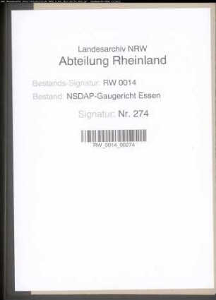 Zurückweisung der Beschwerde des Pg. Heinrich TACKEN, geb. 3.12.1899, Buchhalter in Duisburg-Meiderich, gegen den Ausschluß ans der NSDAP nach strafrechtlicher Verurteilung wegen Unterschlagung von Geldern.