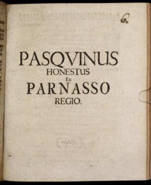 Pasquinus Honestus Ex Parnasso Regio