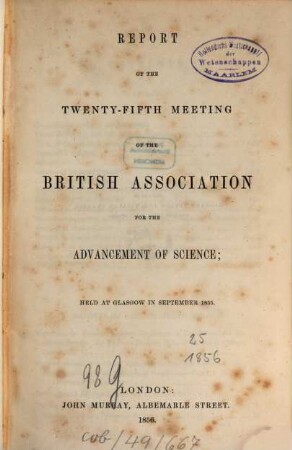 Report of the ... meeting. 25. 1855 (1856)