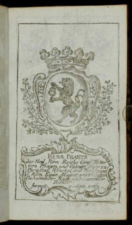 Herr Frantz[...] - Herr Iohann Sigmund Carl Freÿherr von Thüngen[...]