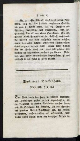 Taf. XIX. Fig. 82. Das neue Brockenhaus Fig. 83. - 85. Die Meteorsteine Fig. 86. - 87. Die Blumenpolypen