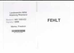 Entnazifizierung Friedrich Menke, geb. 25.11.1886 (Lehrer)