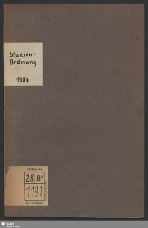 Studienordnung der Königl. Sächs. Technischen Hochschule